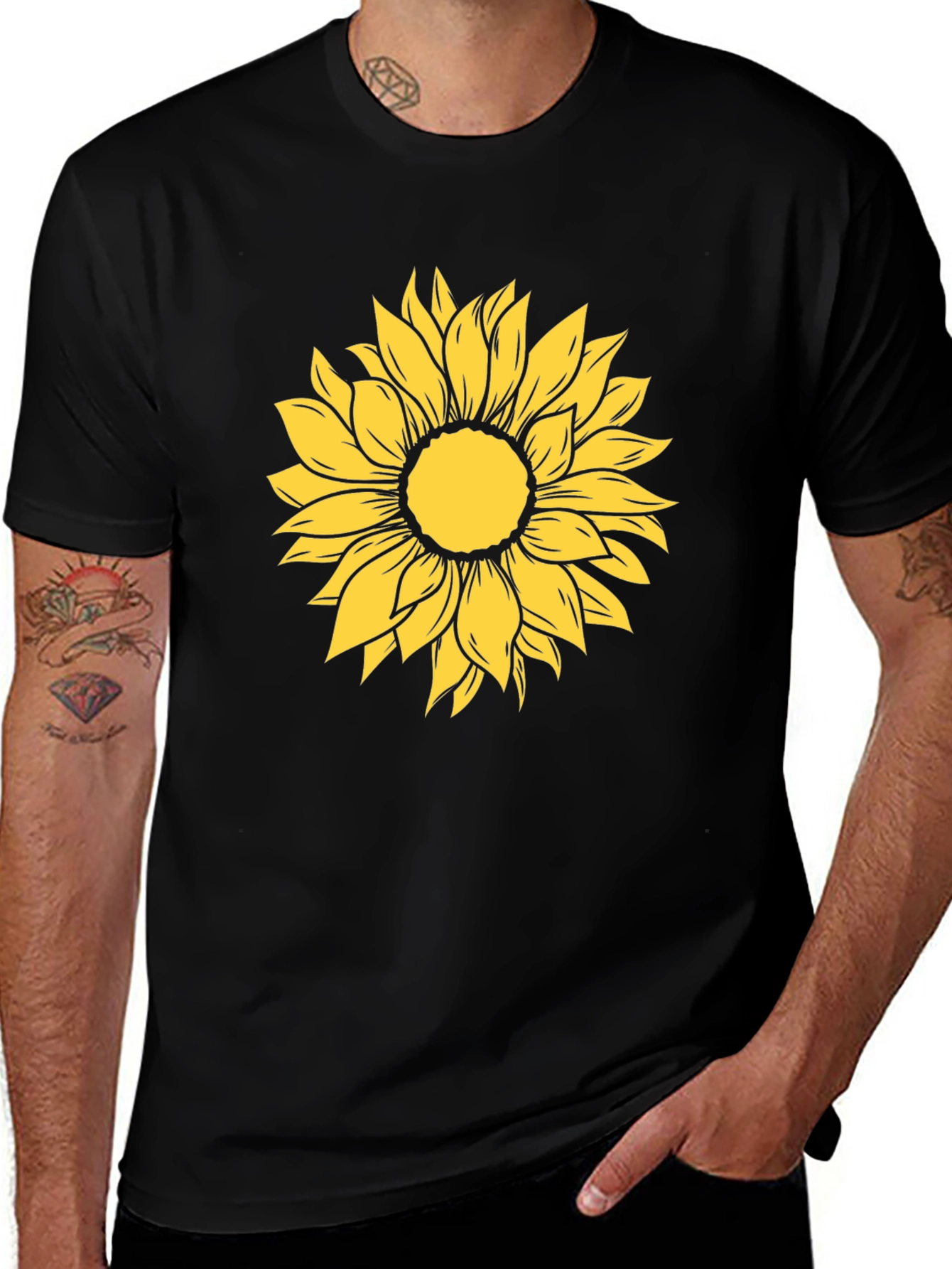 Sunflower Graphic Tee - Black Casual Shirt