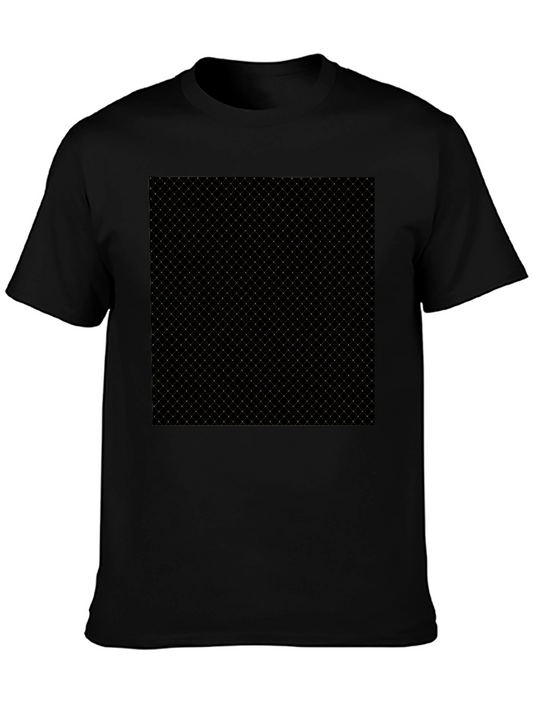 Modern Black Tee - Geometric Grid Pattern