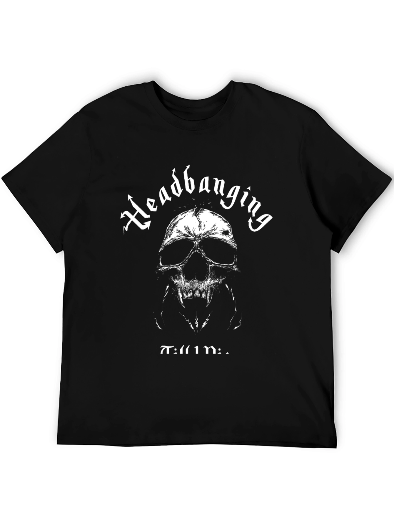 Headbanging T-Shirt Skull Graphic Black Tee