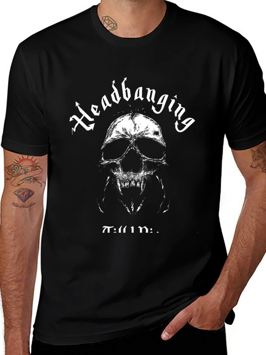 Headbanging T-Shirt Skull Graphic Black Tee