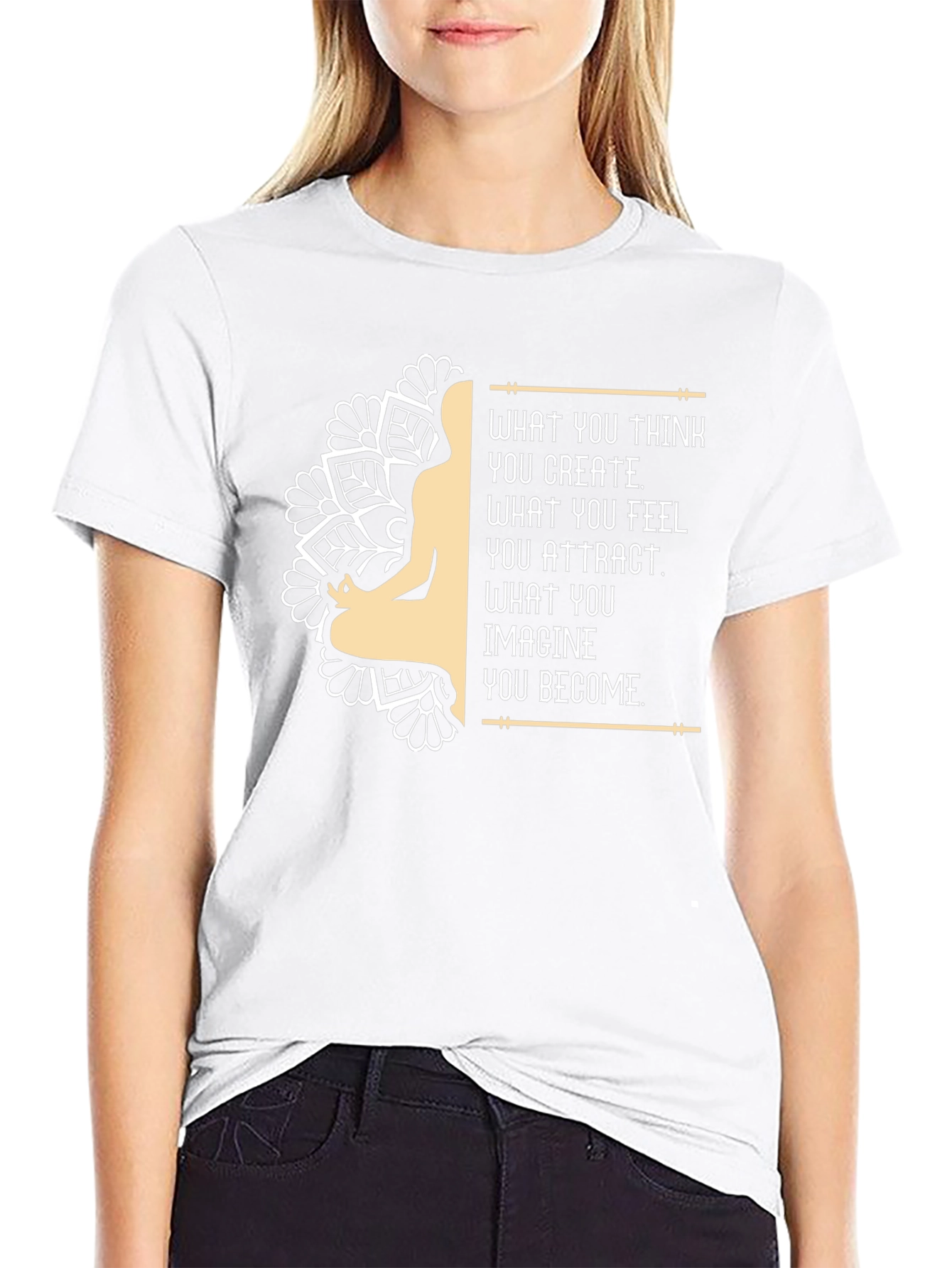 Inspirational Mandala T-Shirt - Think Feel Imagine