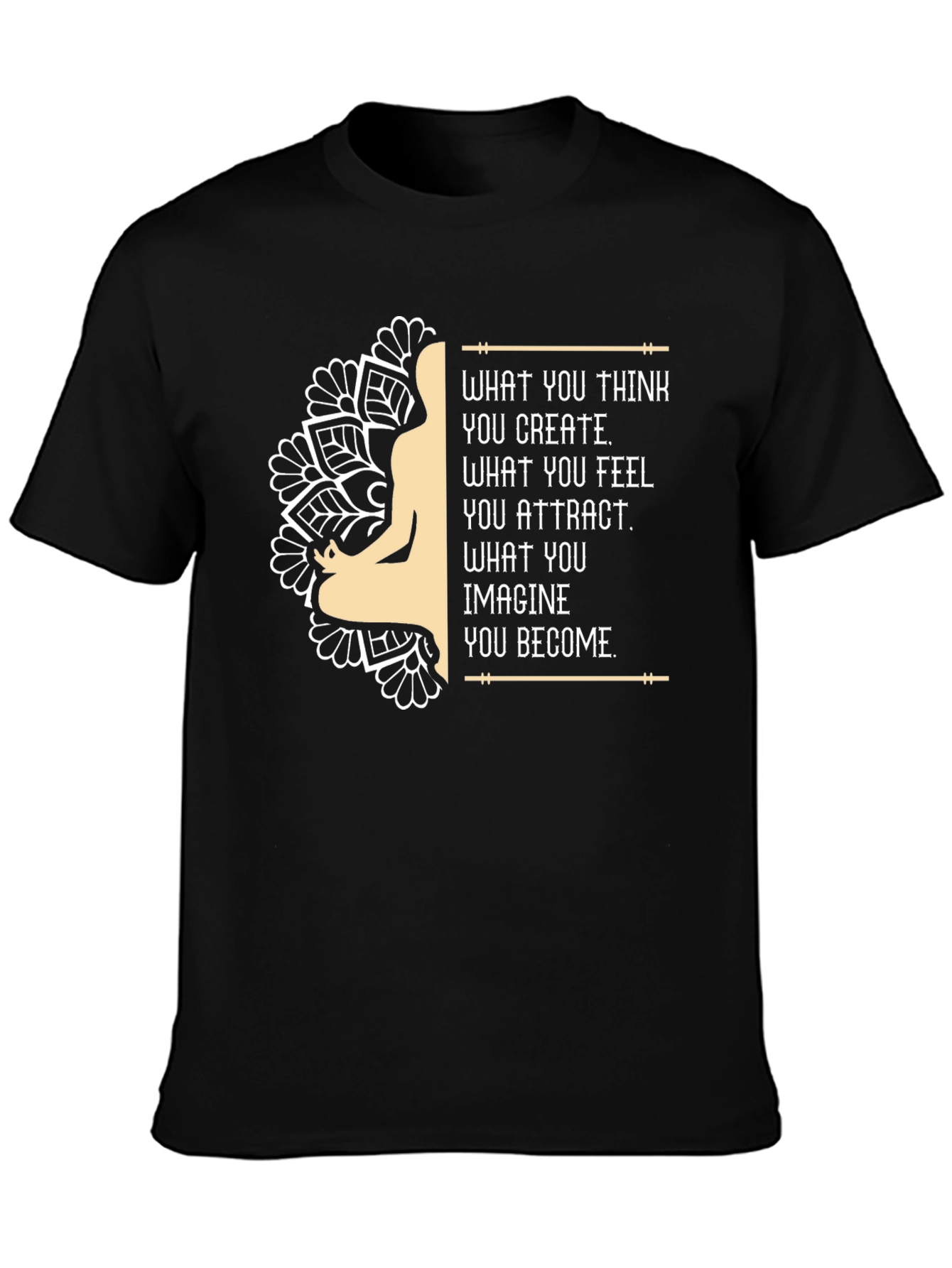 Inspirational Mandala T-Shirt - Think Feel Imagine