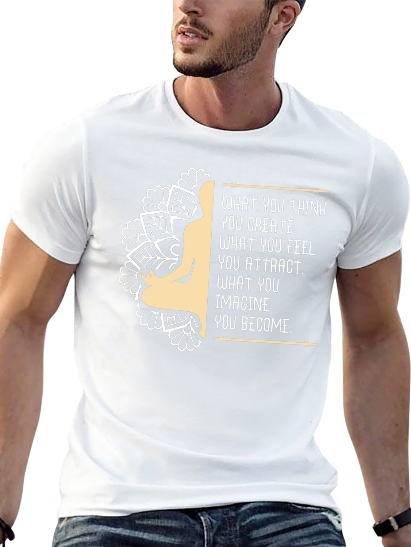 Inspirational Mandala T-Shirt - Think Feel Imagine