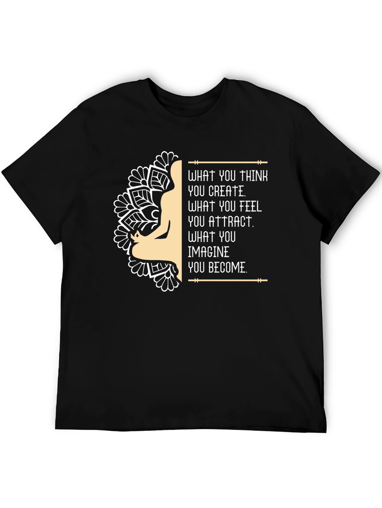 Inspirational Mandala T-Shirt - Think Feel Imagine