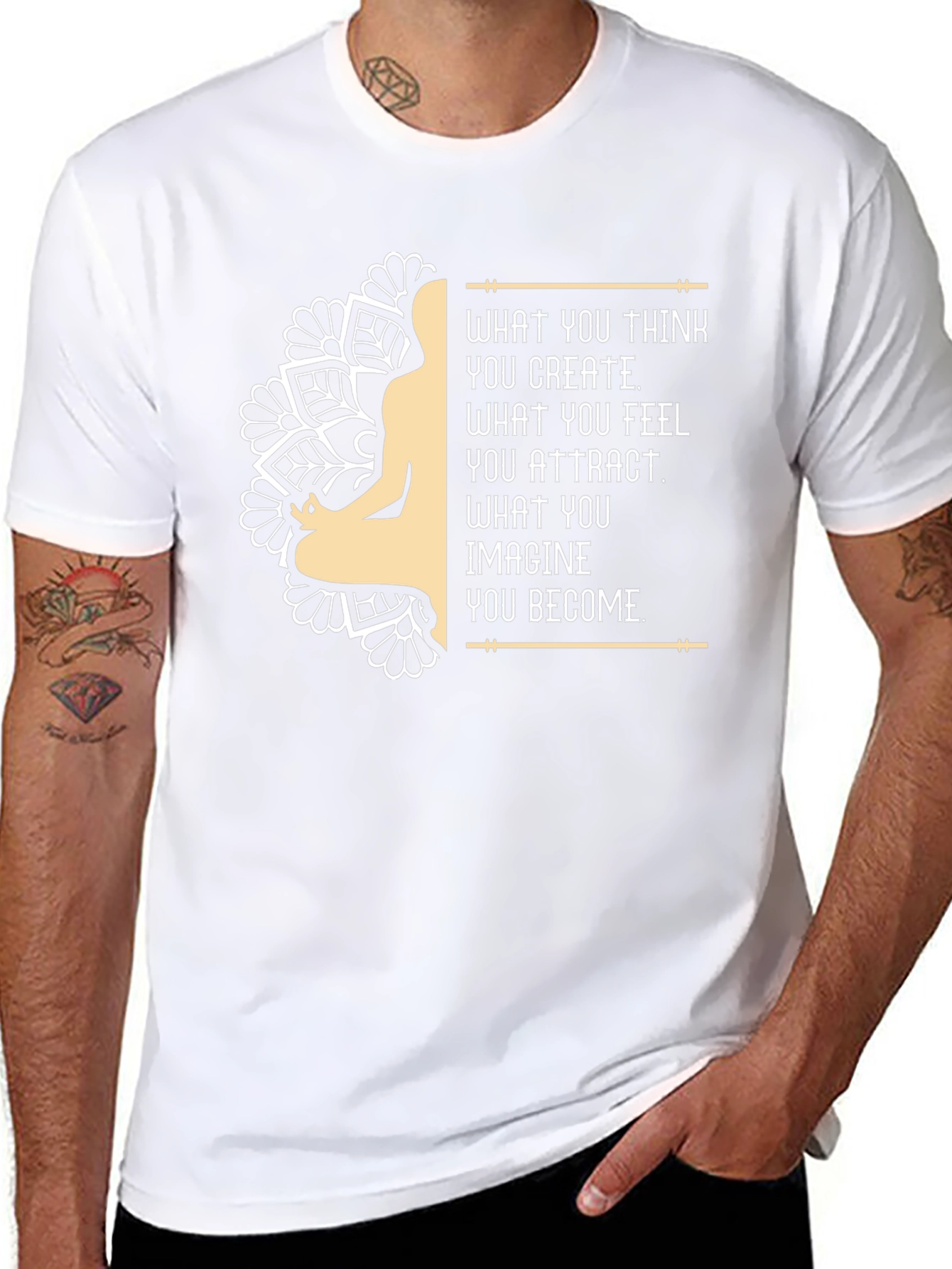 Inspirational Mandala T-Shirt - Think Feel Imagine
