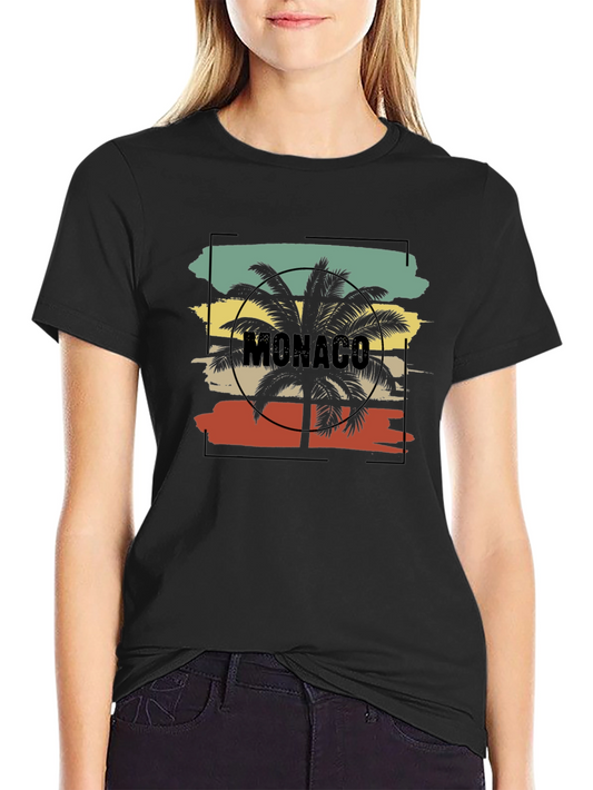 Monaco Palm Tree Graphic Tee - Retro Summer Style