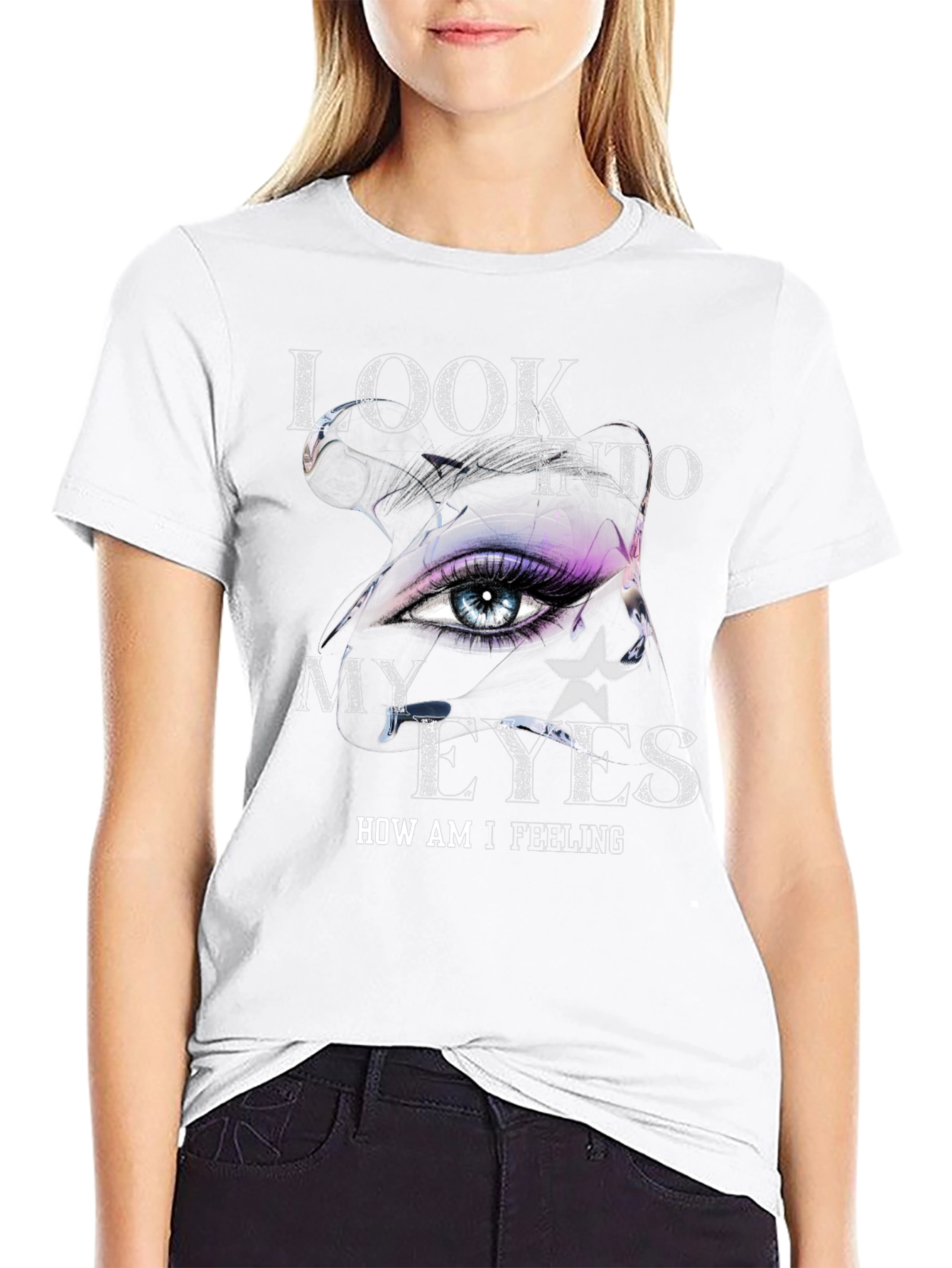 Look Into My Eyes Graphic Tee - Trendy T-Shirt