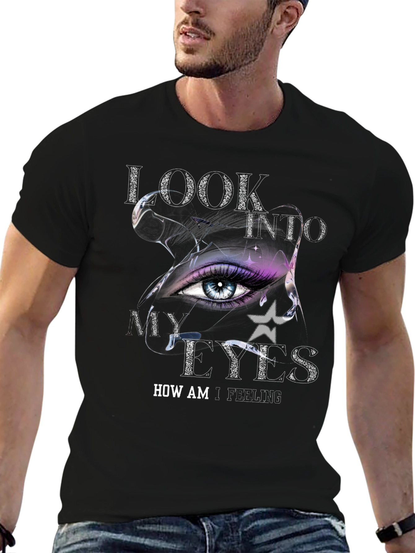 Look Into My Eyes Graphic Tee - Trendy T-Shirt