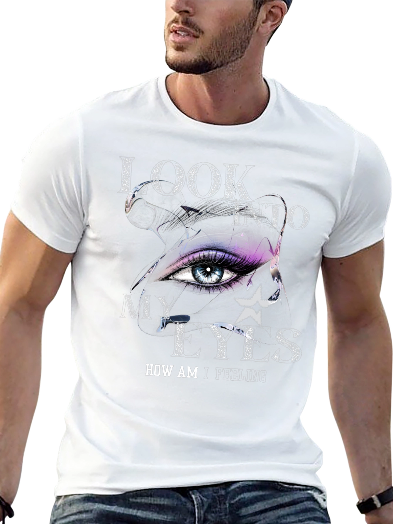 Look Into My Eyes Graphic Tee - Trendy T-Shirt