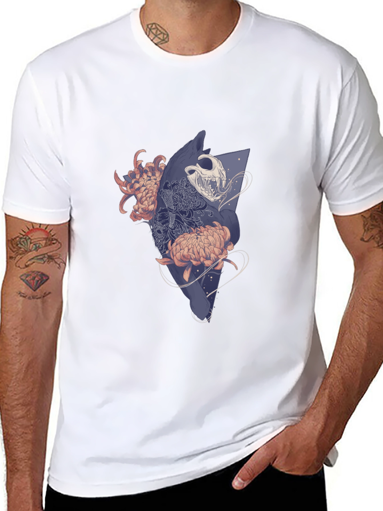Skull & Floral Graphic T-Shirt