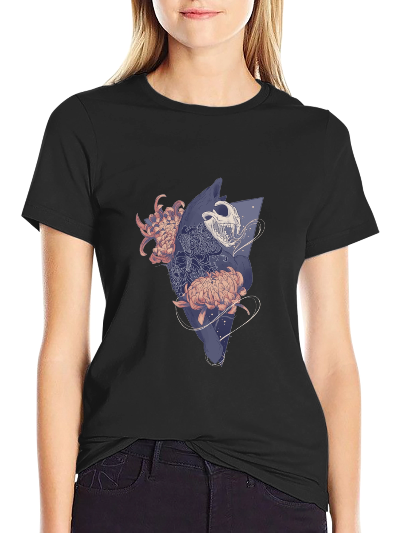 Skull & Floral Graphic T-Shirt