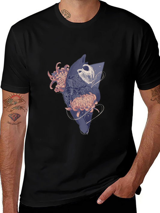 Skull & Floral Graphic T-Shirt
