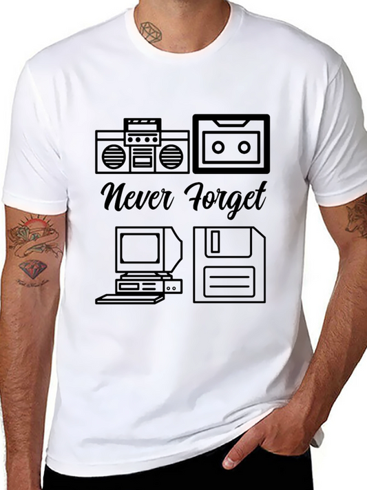 Never Forget Retro Tech Black T-Shirt