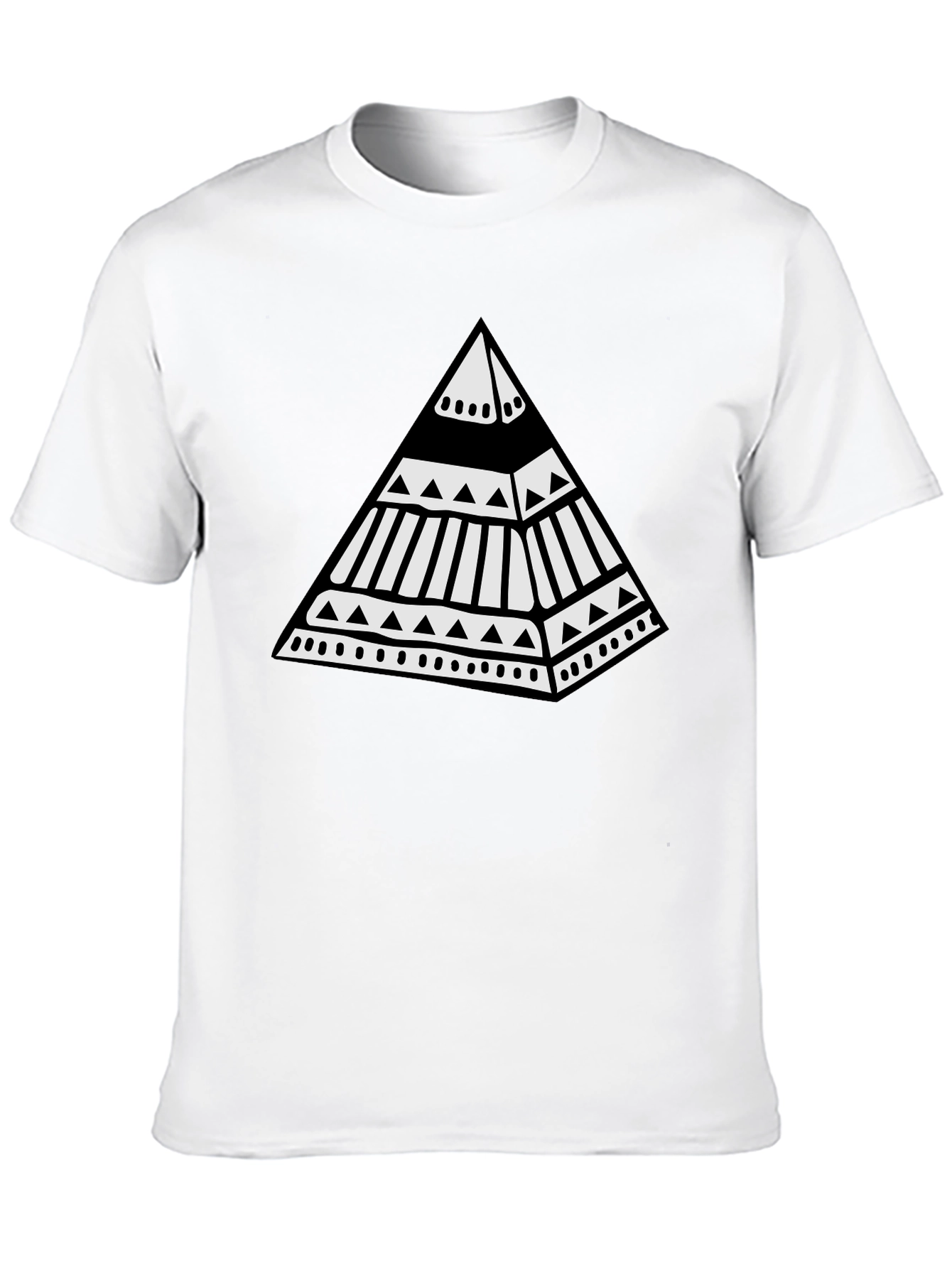 Tribal Pyramid Graphic Tee - Unique Black T-Shirt