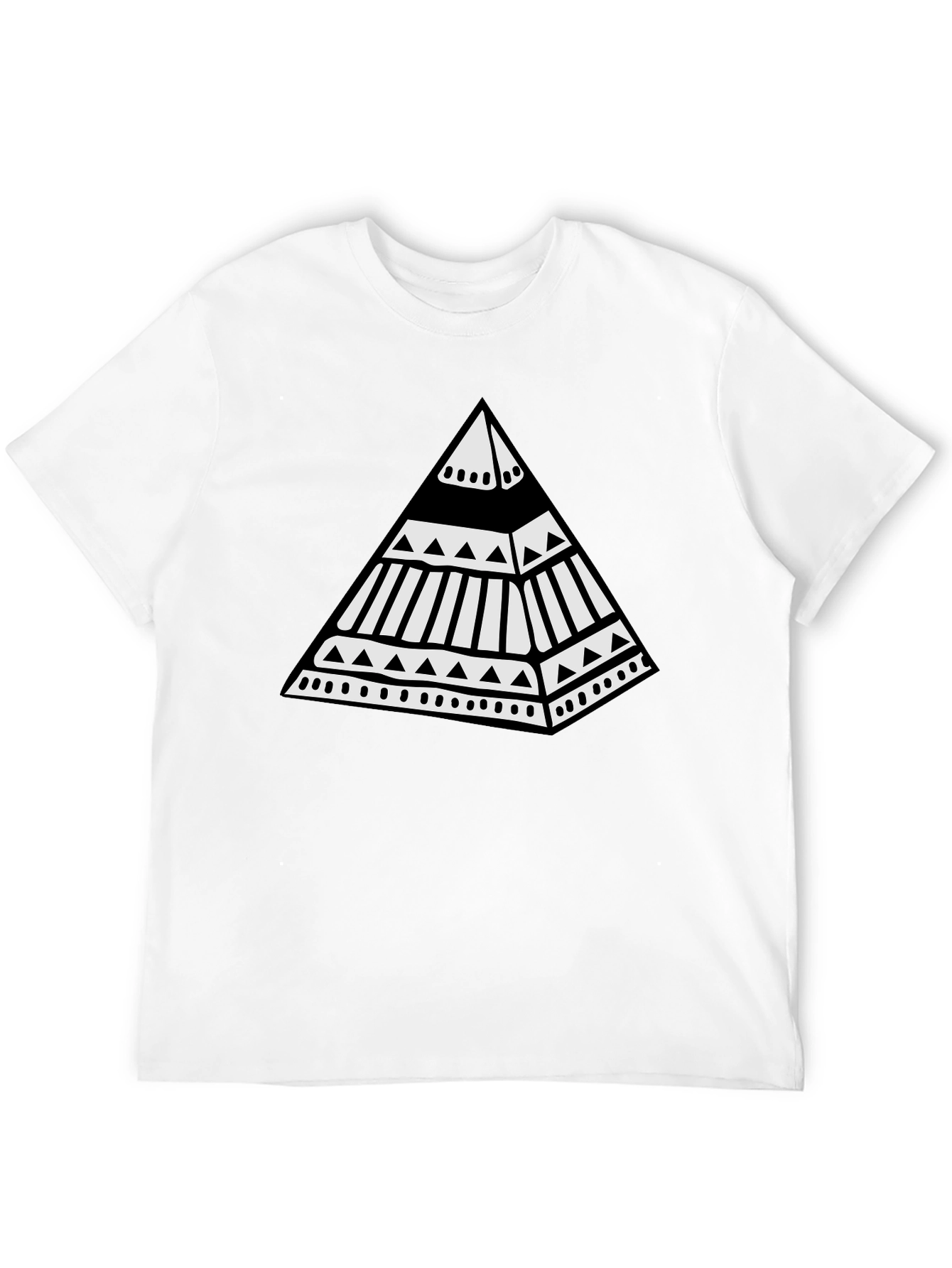 Tribal Pyramid Graphic Tee - Unique Black T-Shirt