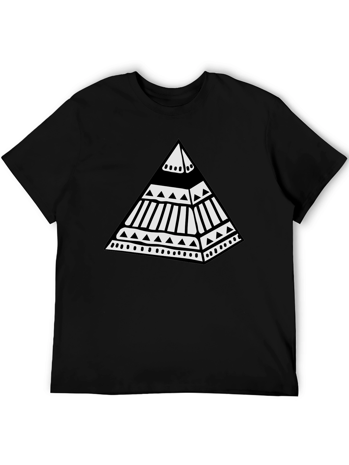 Tribal Pyramid Graphic Tee - Unique Black T-Shirt