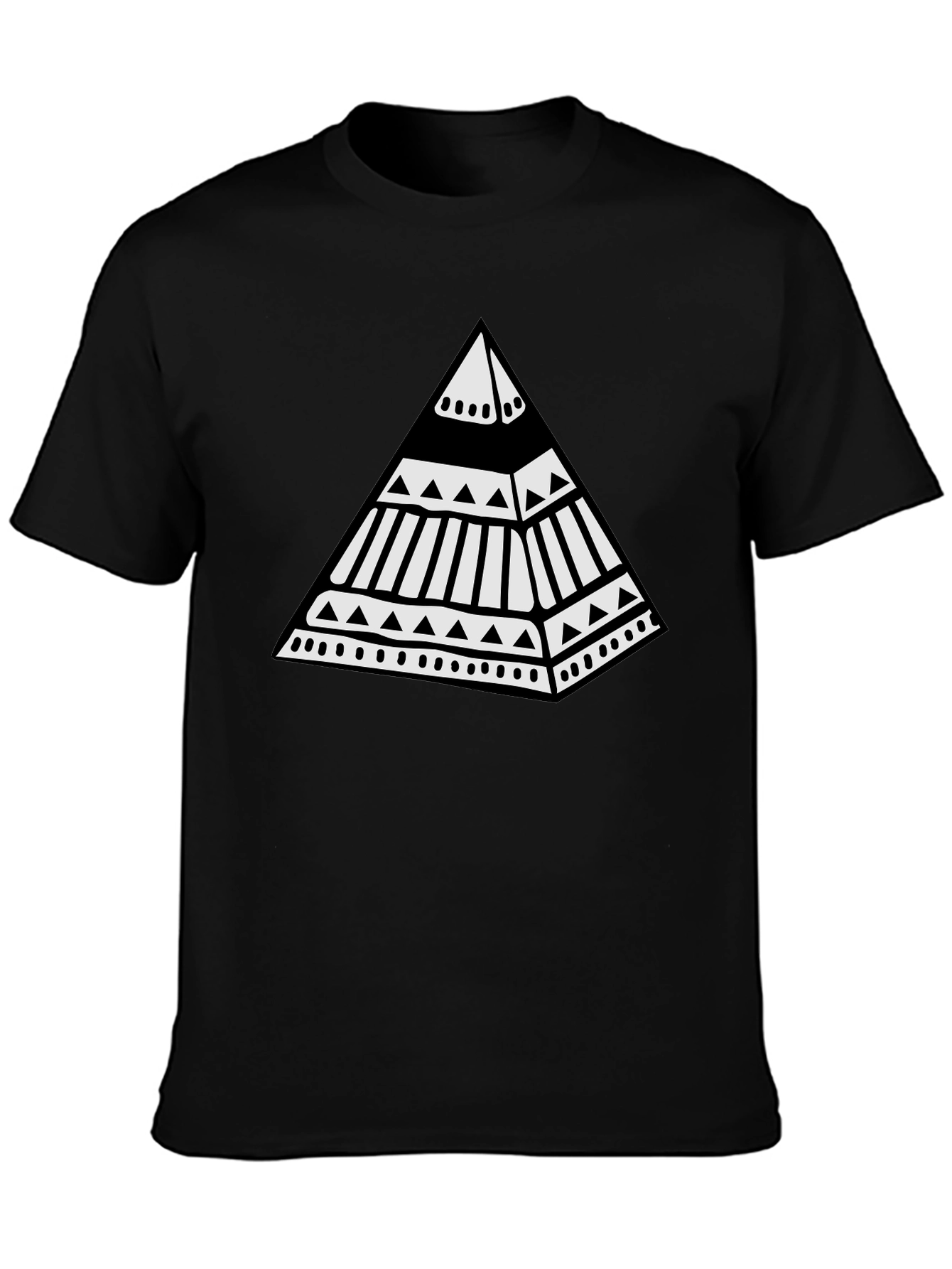 Tribal Pyramid Graphic Tee - Unique Black T-Shirt