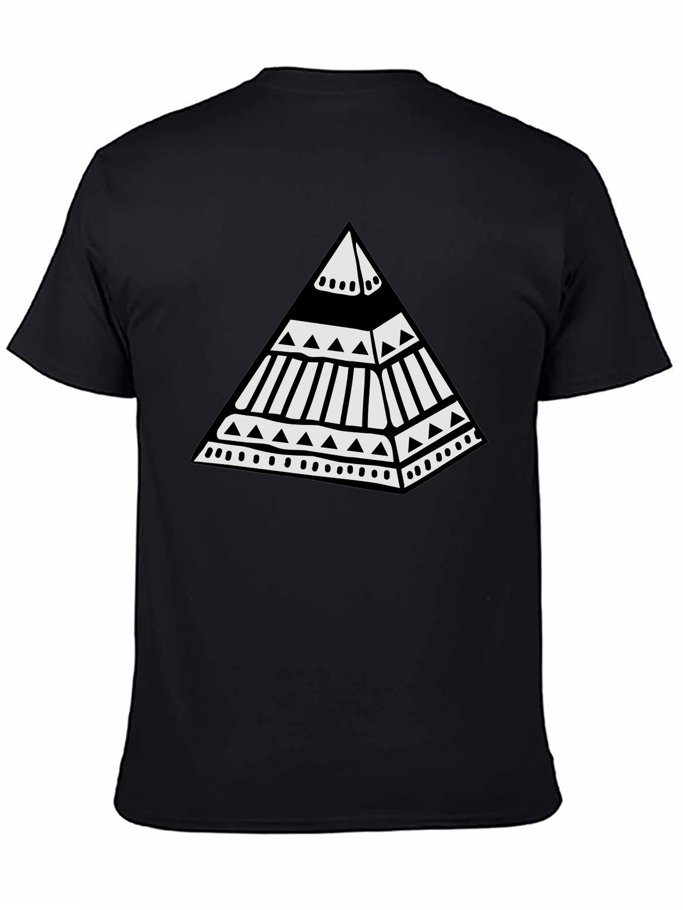 Tribal Pyramid Graphic Tee - Unique Black T-Shirt