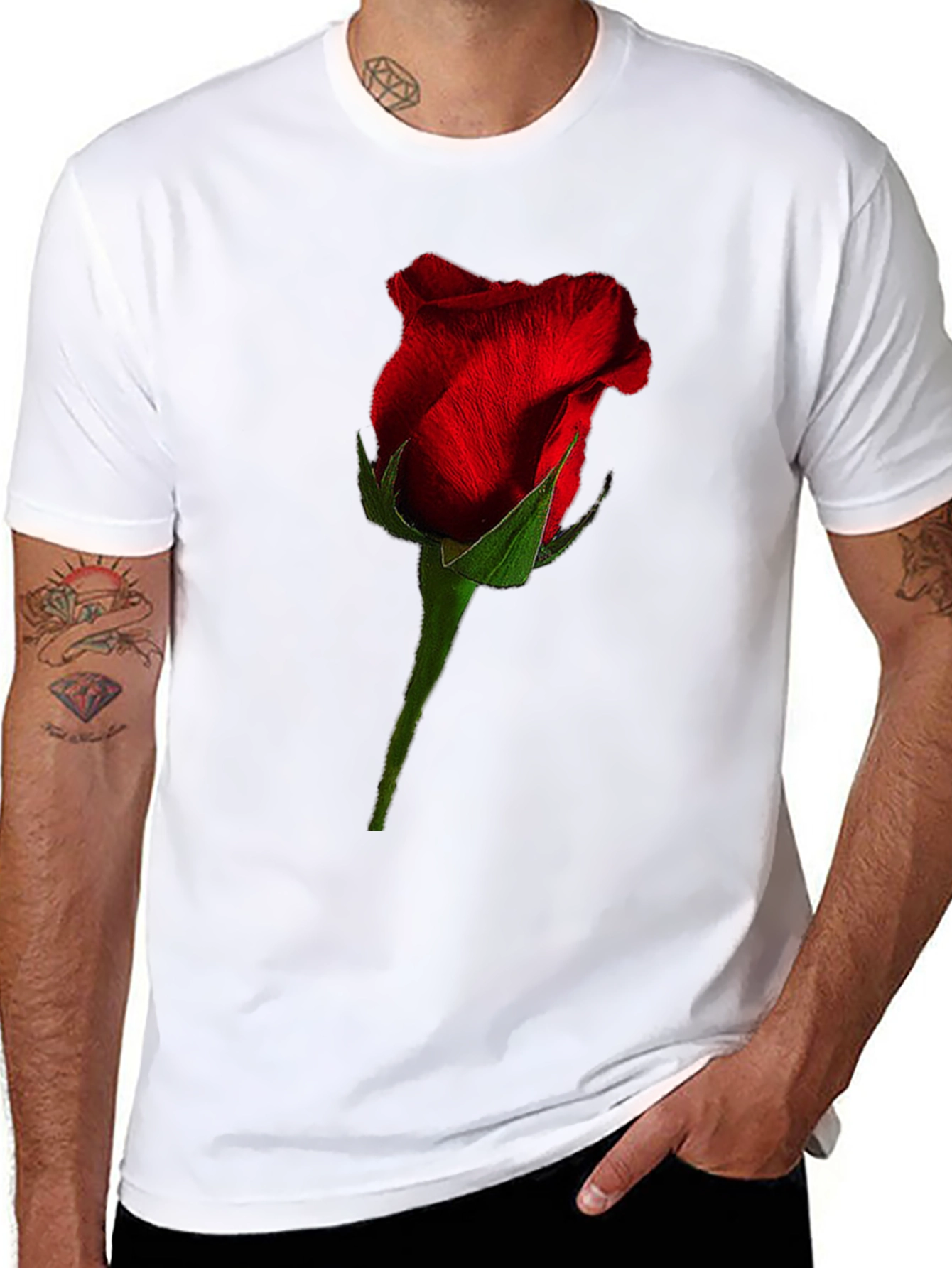 Rose Graphic Black T-Shirt - Floral Casual Tee