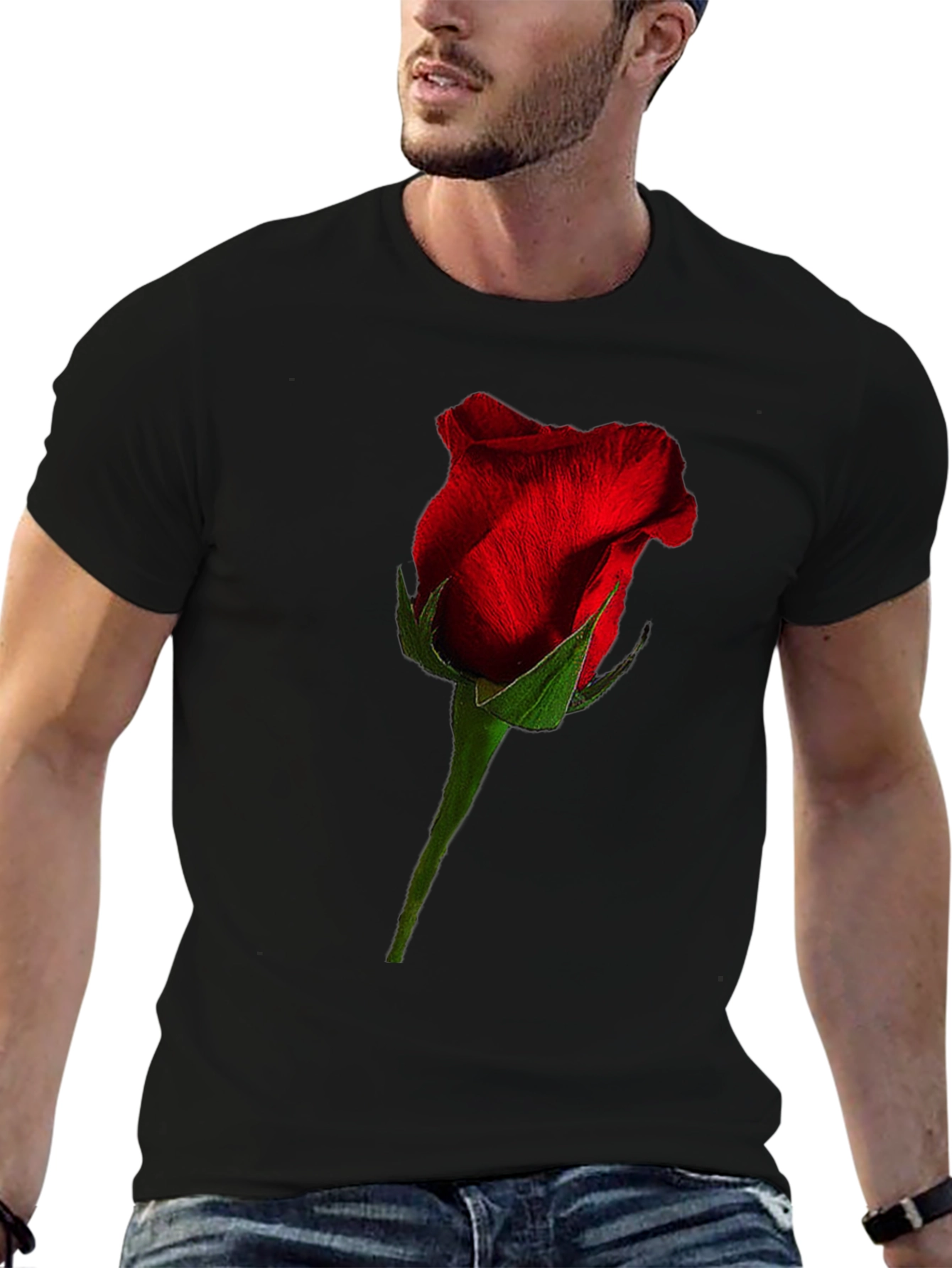 Rose Graphic Black T-Shirt - Floral Casual Tee