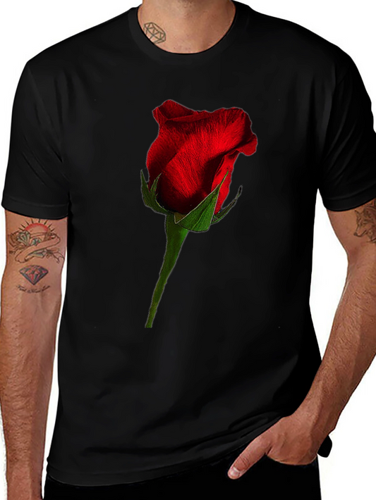 Rose Graphic Black T-Shirt - Floral Casual Tee
