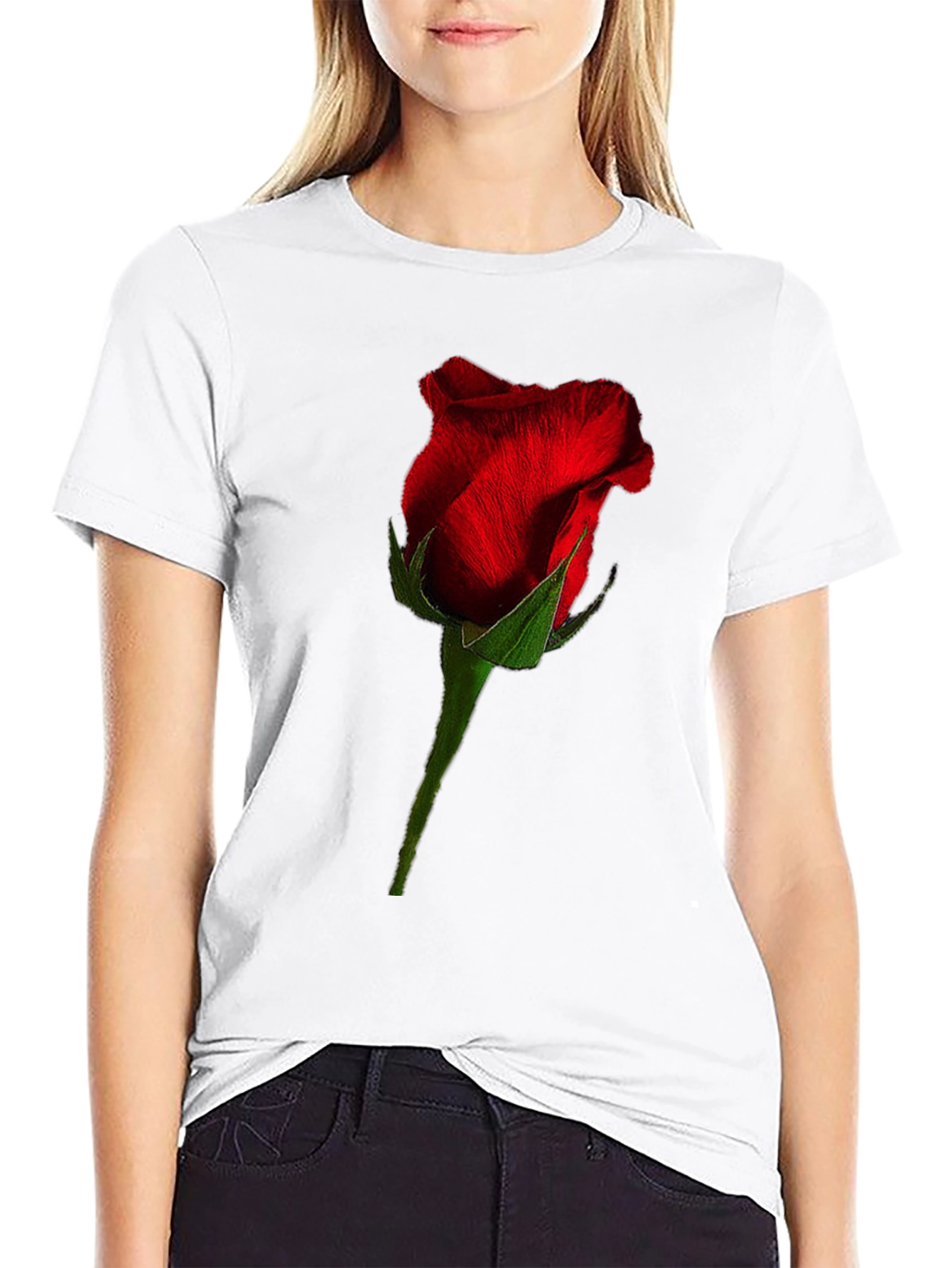 Rose Graphic Black T-Shirt - Floral Casual Tee