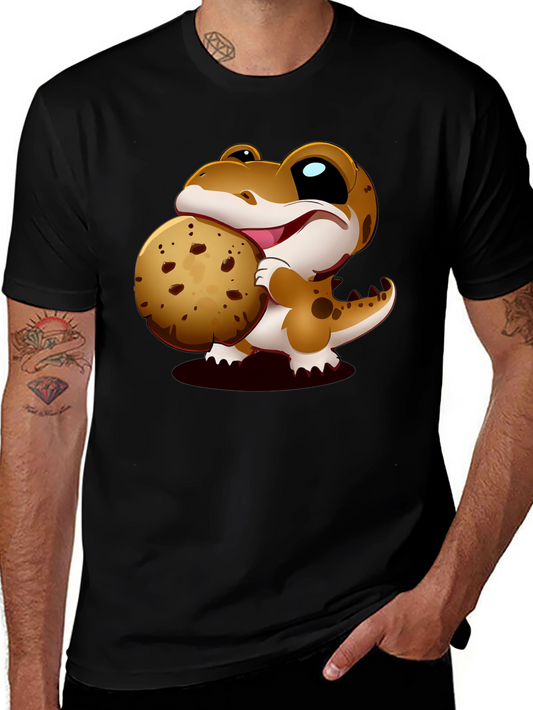 Cute Dino Cookie Lover Black T-Shirt