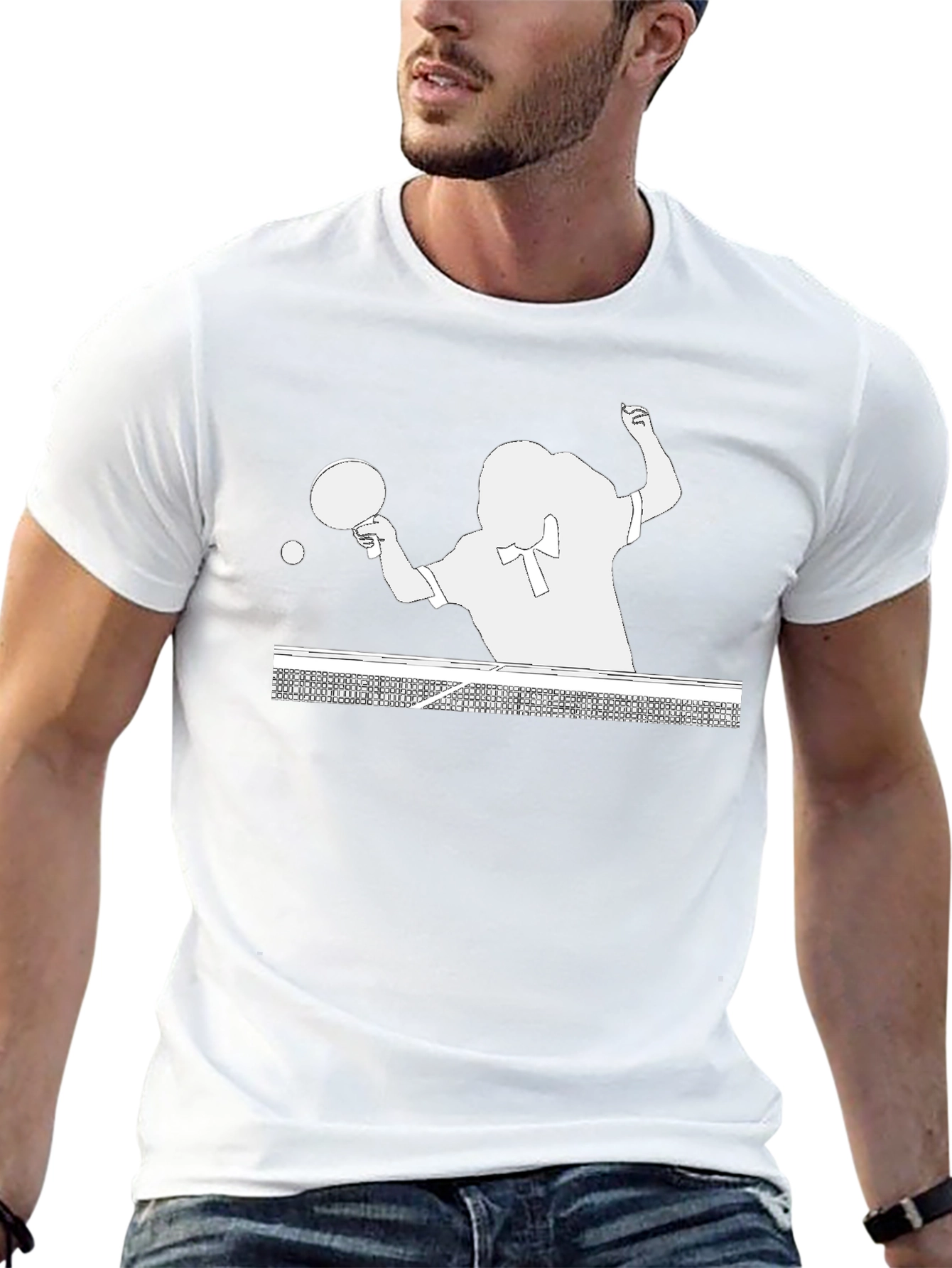 Table Tennis Player Graphic Tee - Black