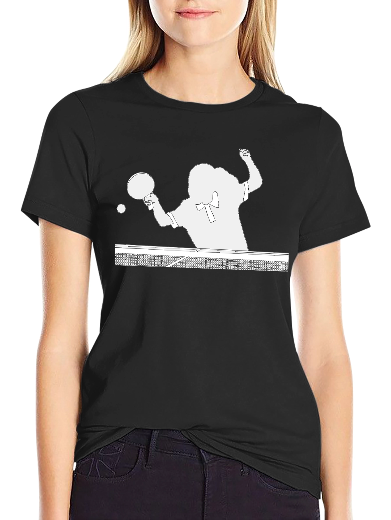 Table Tennis Player Graphic Tee - Black