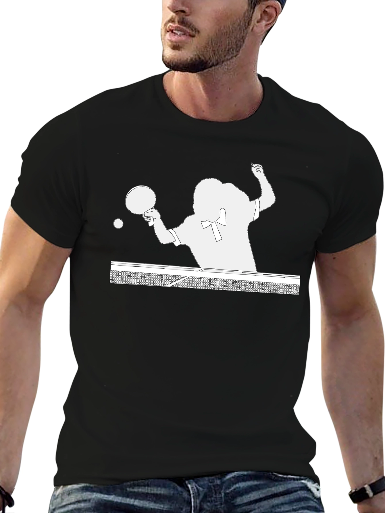 Table Tennis Player Graphic Tee - Black