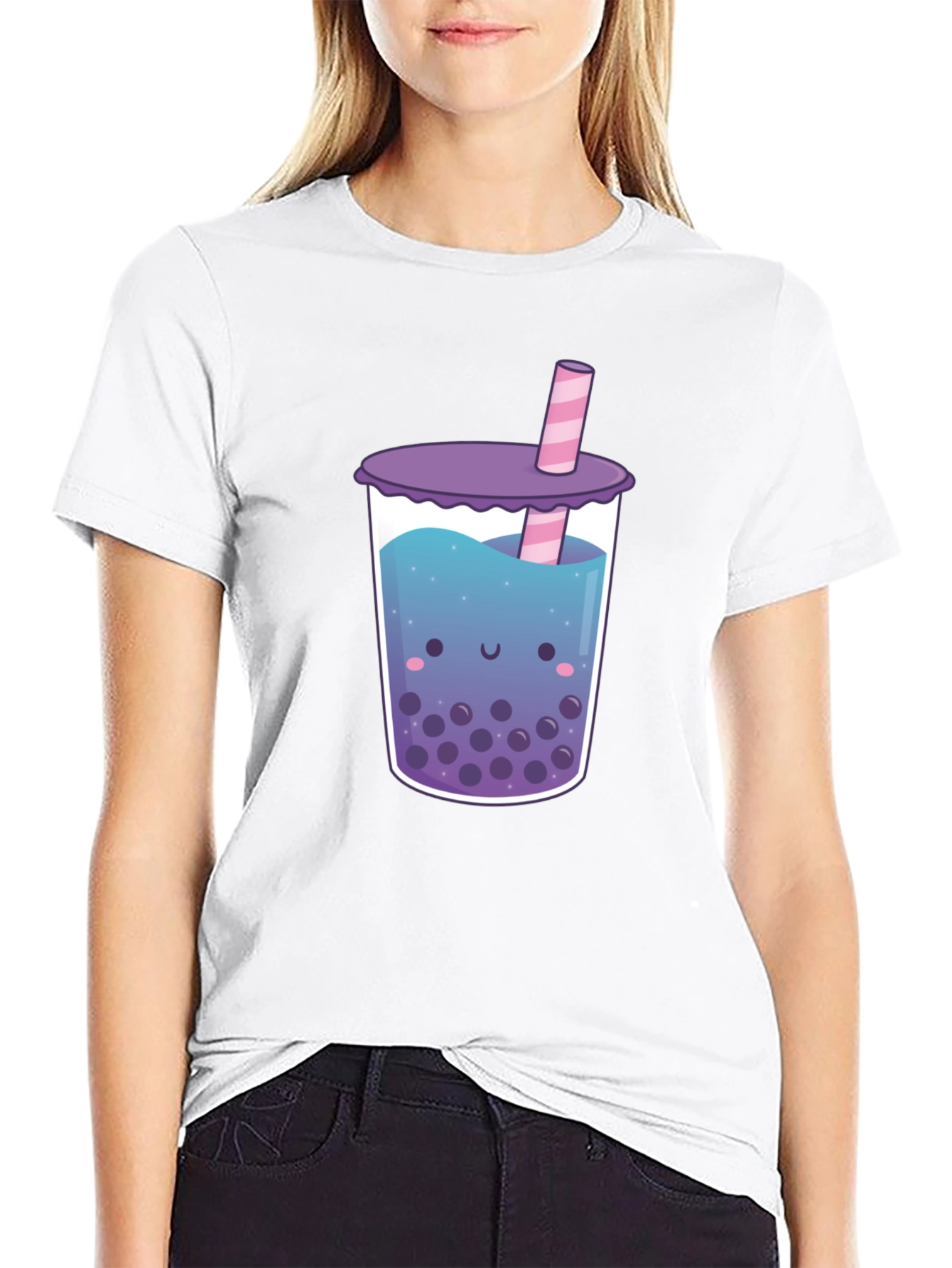 Kawaii Bubble Tea Graphic Tee - Unisex Black T-Shirt