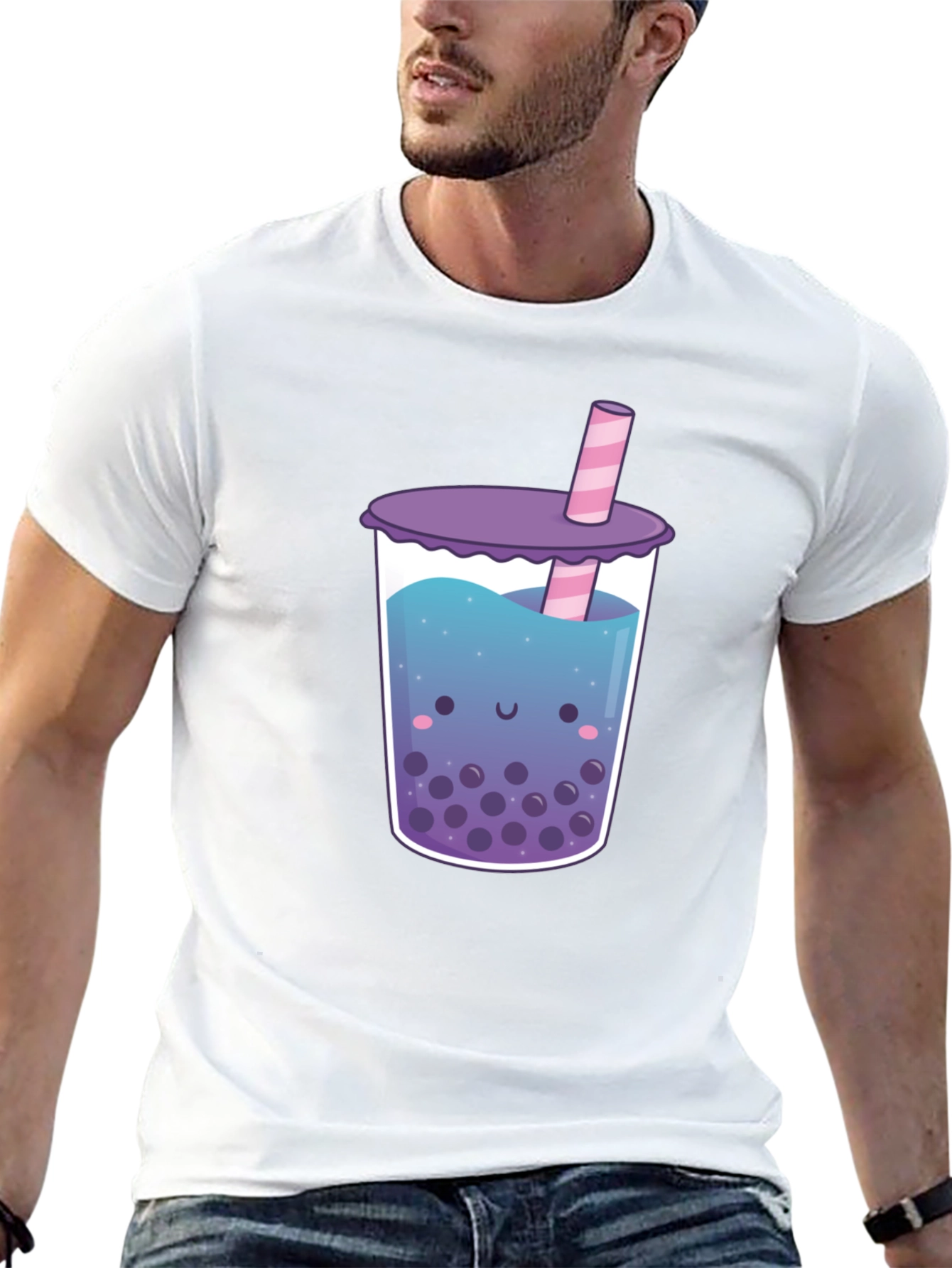 Kawaii Bubble Tea Graphic Tee - Unisex Black T-Shirt