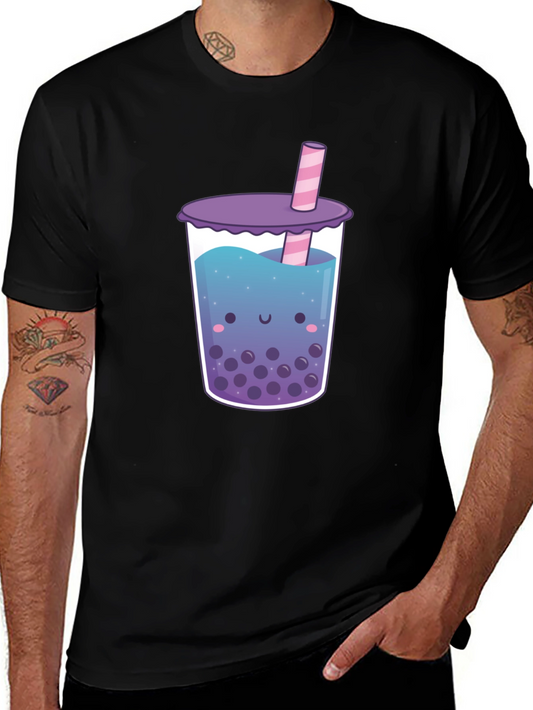 Kawaii Bubble Tea Graphic Tee - Unisex Black T-Shirt