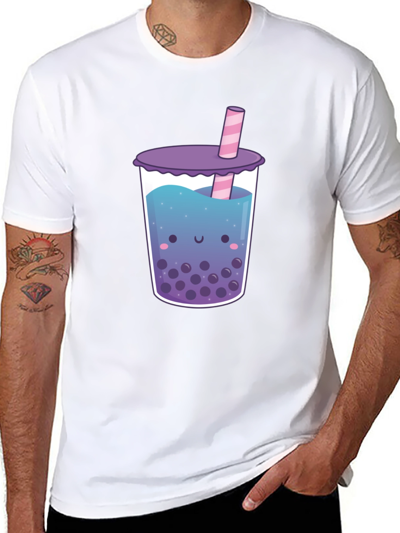 Kawaii Bubble Tea Graphic Tee - Unisex Black T-Shirt