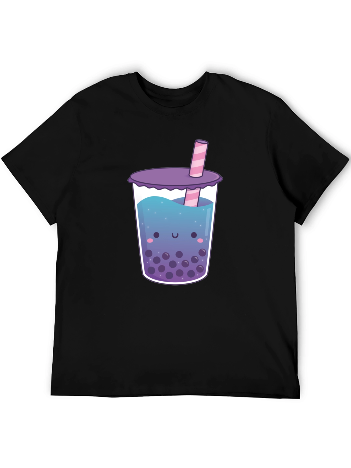 Kawaii Bubble Tea Graphic Tee - Unisex Black T-Shirt
