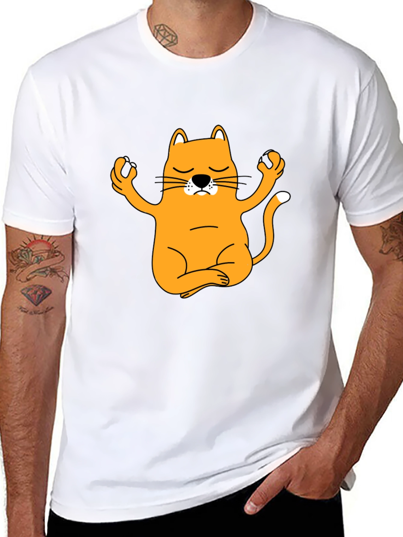 Meditating Cat Graphic T-Shirt