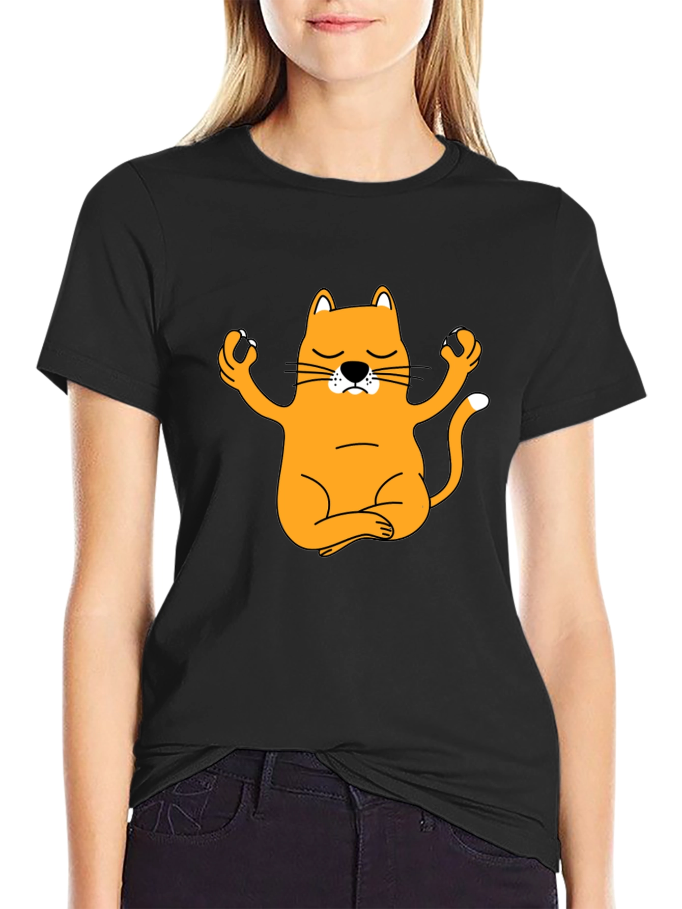 Meditating Cat Graphic T-Shirt