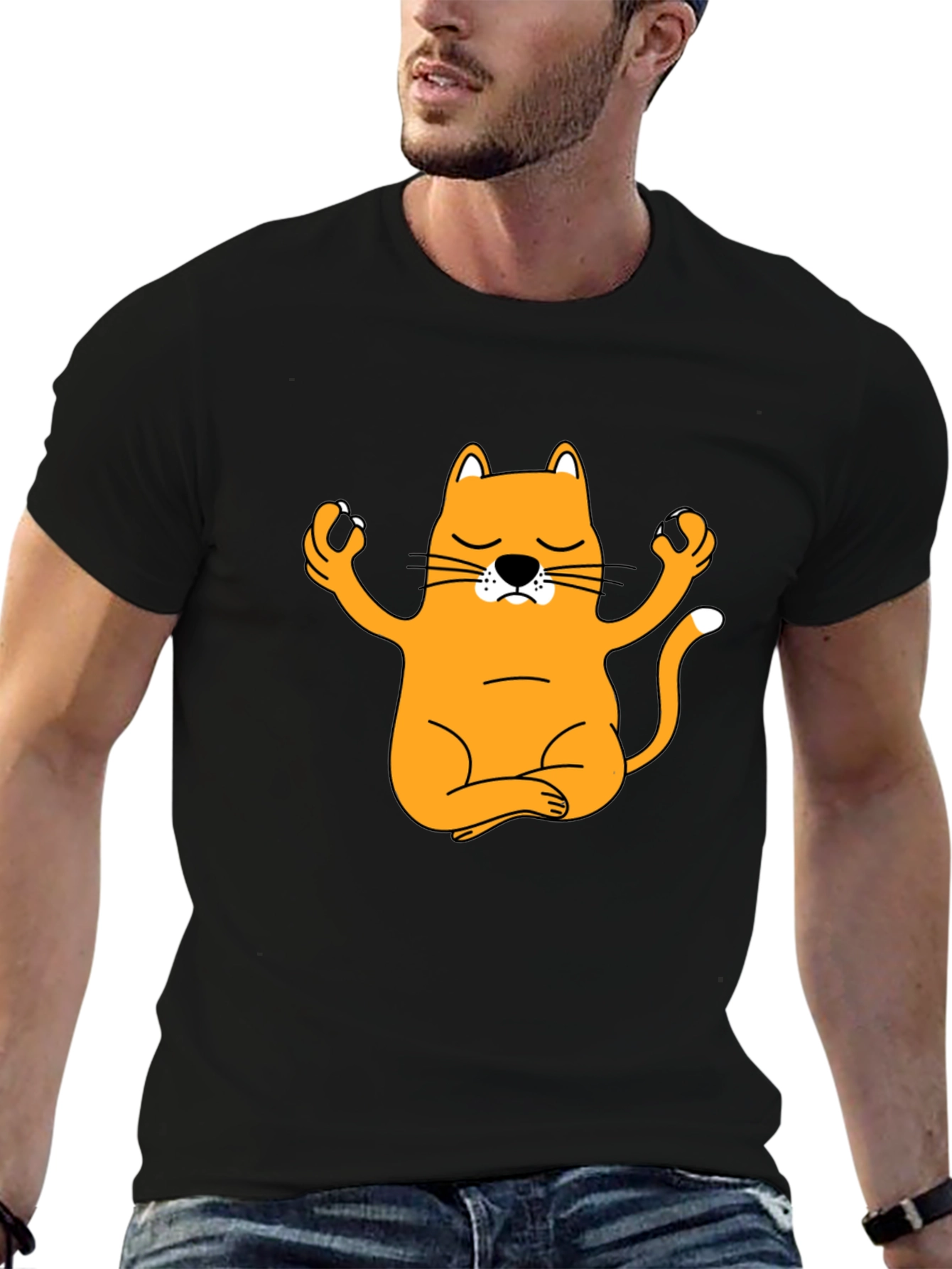 Meditating Cat Graphic T-Shirt
