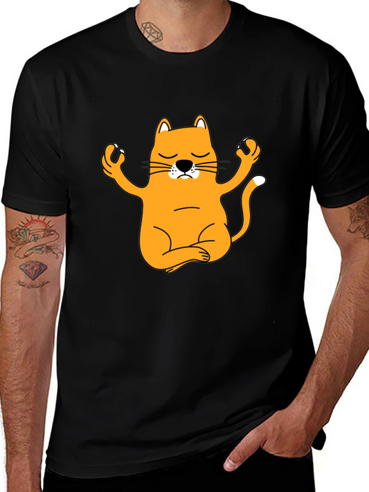Meditating Cat Graphic T-Shirt