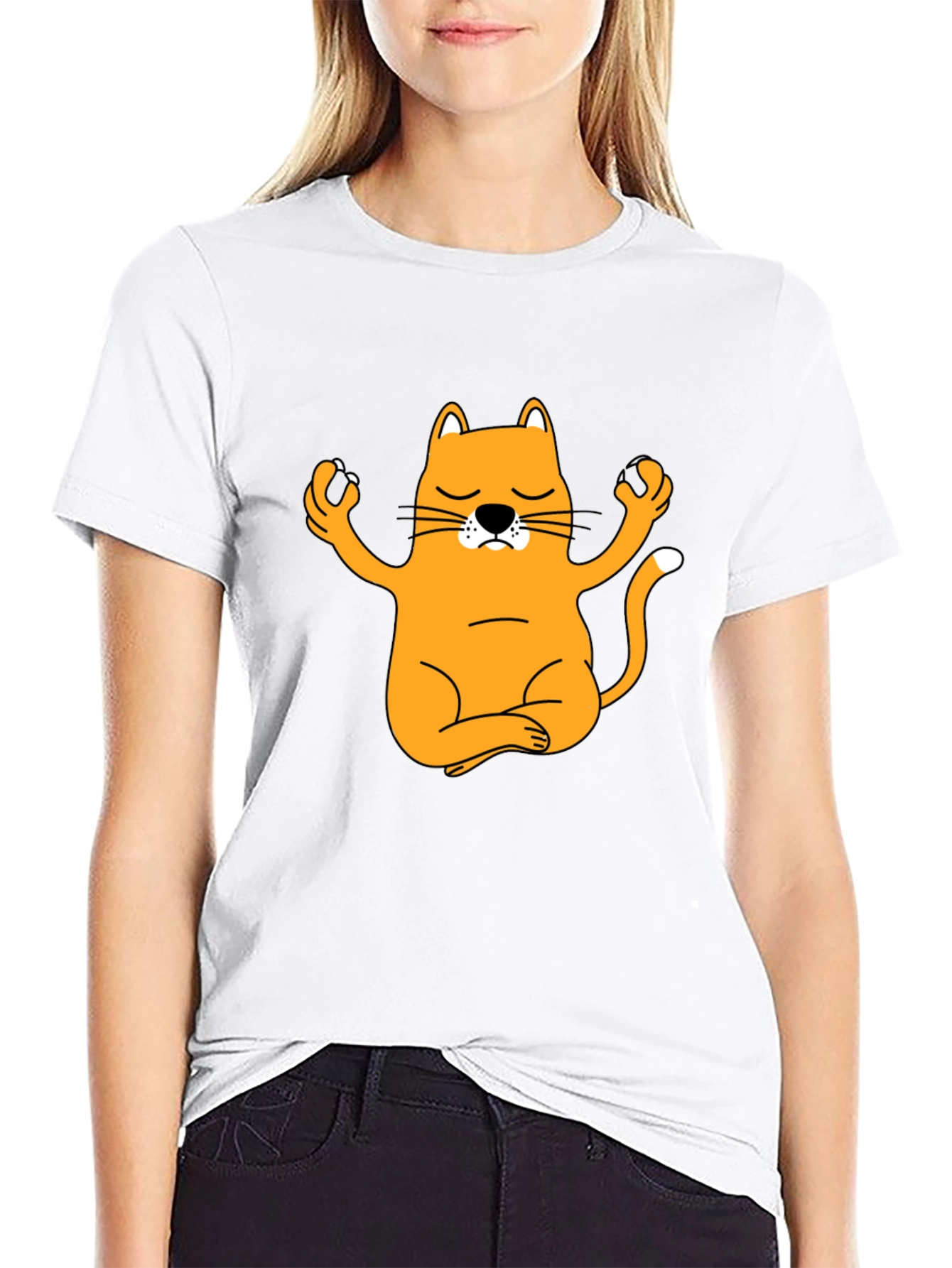 Meditating Cat Graphic T-Shirt