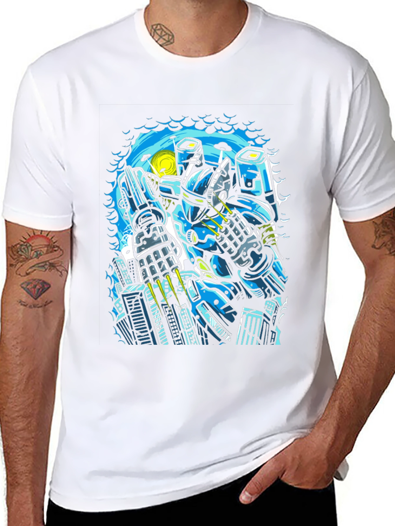 Robot Graphic Tee - Sci-Fi Style