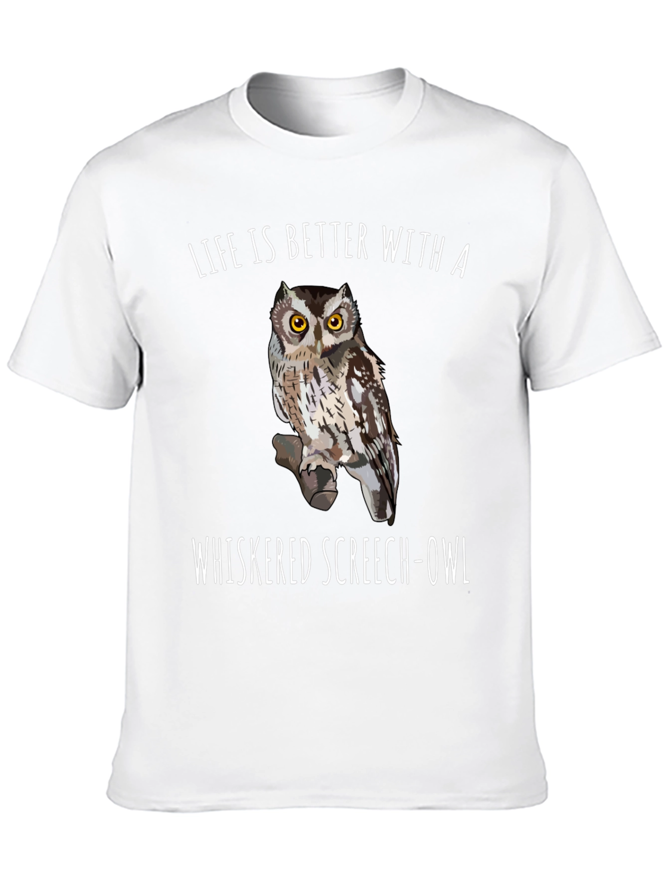 Whiskered Screech Owl Graphic Tee Black T-Shirt