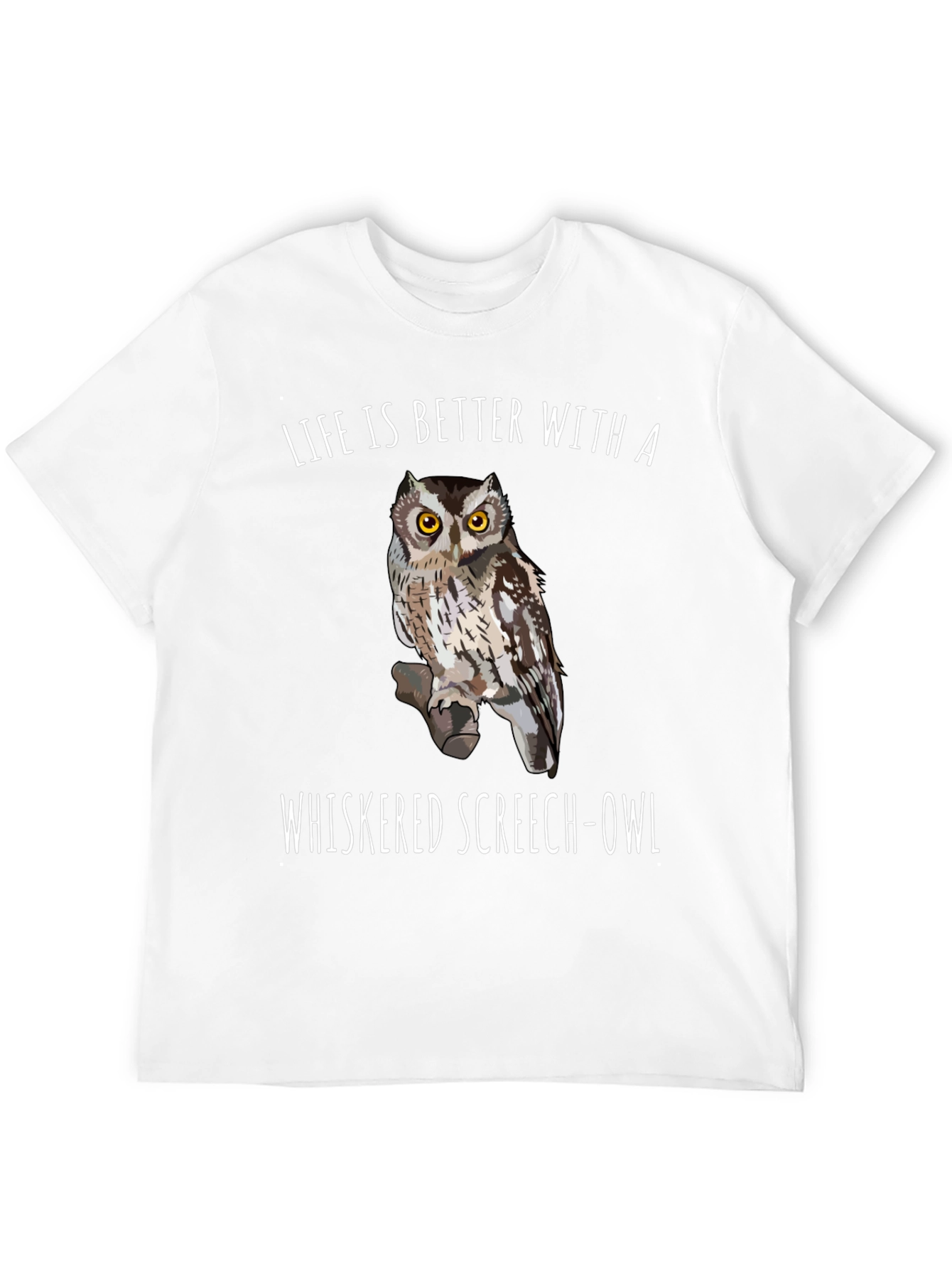 Whiskered Screech Owl Graphic Tee Black T-Shirt