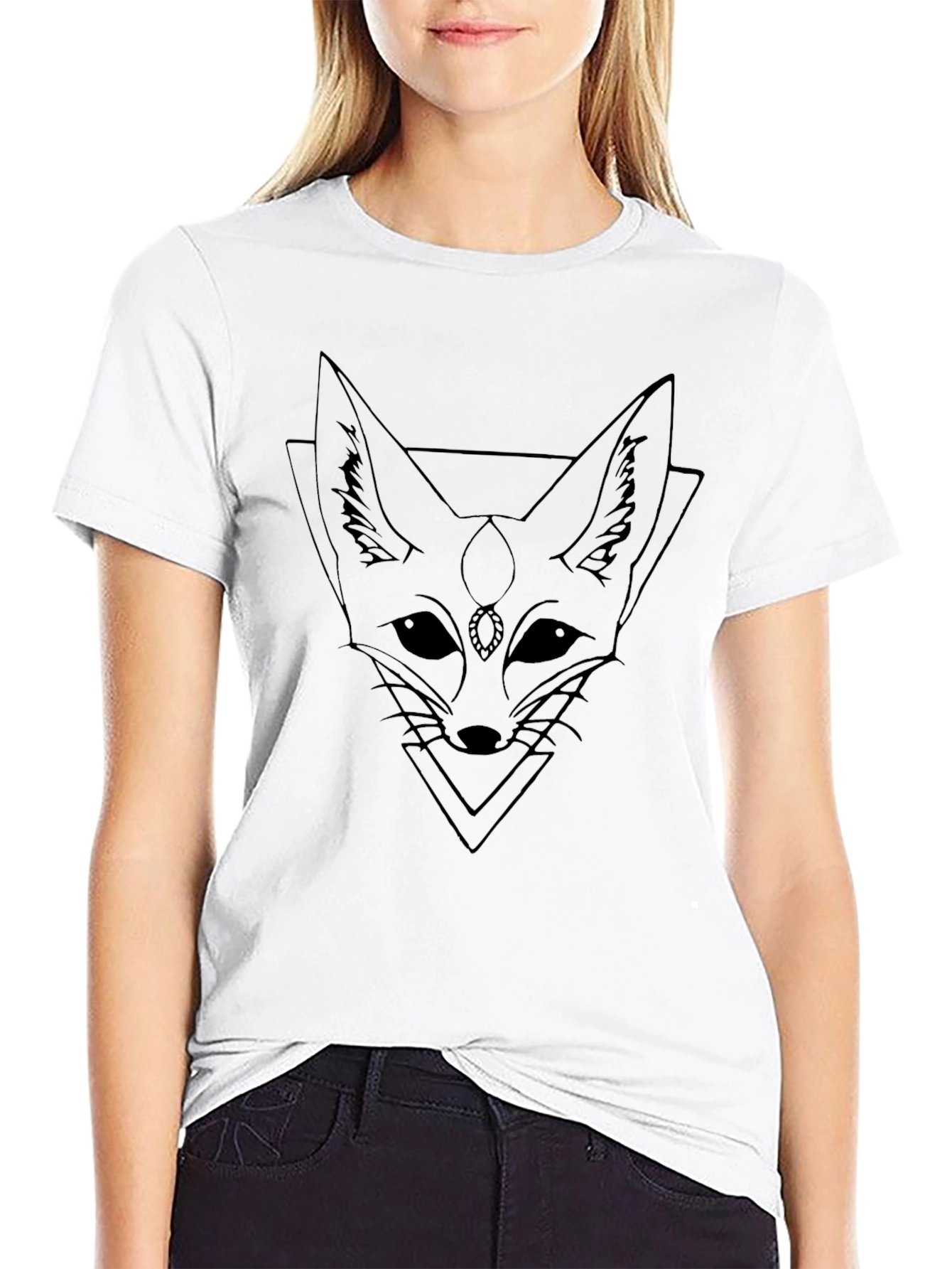 Geometric Fox Tee - Black Graphic T-Shirt