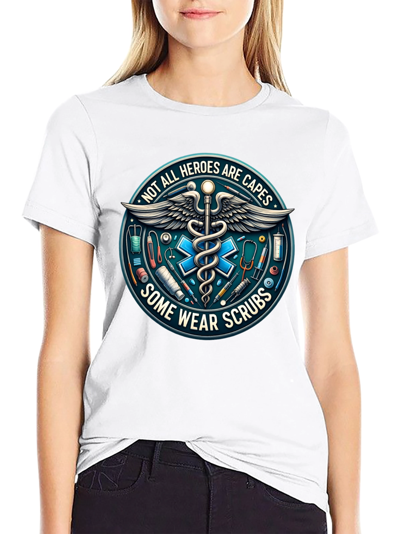 Heroes Wear Scrubs Graphic Tee