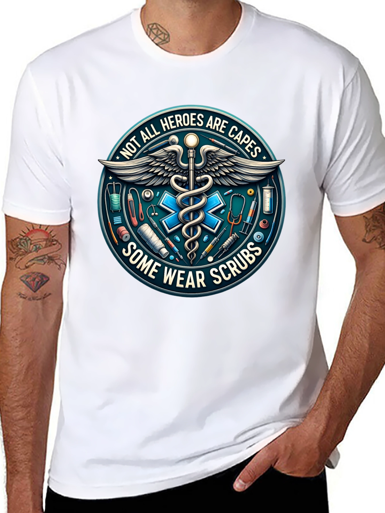 Heroes Wear Scrubs Graphic Tee