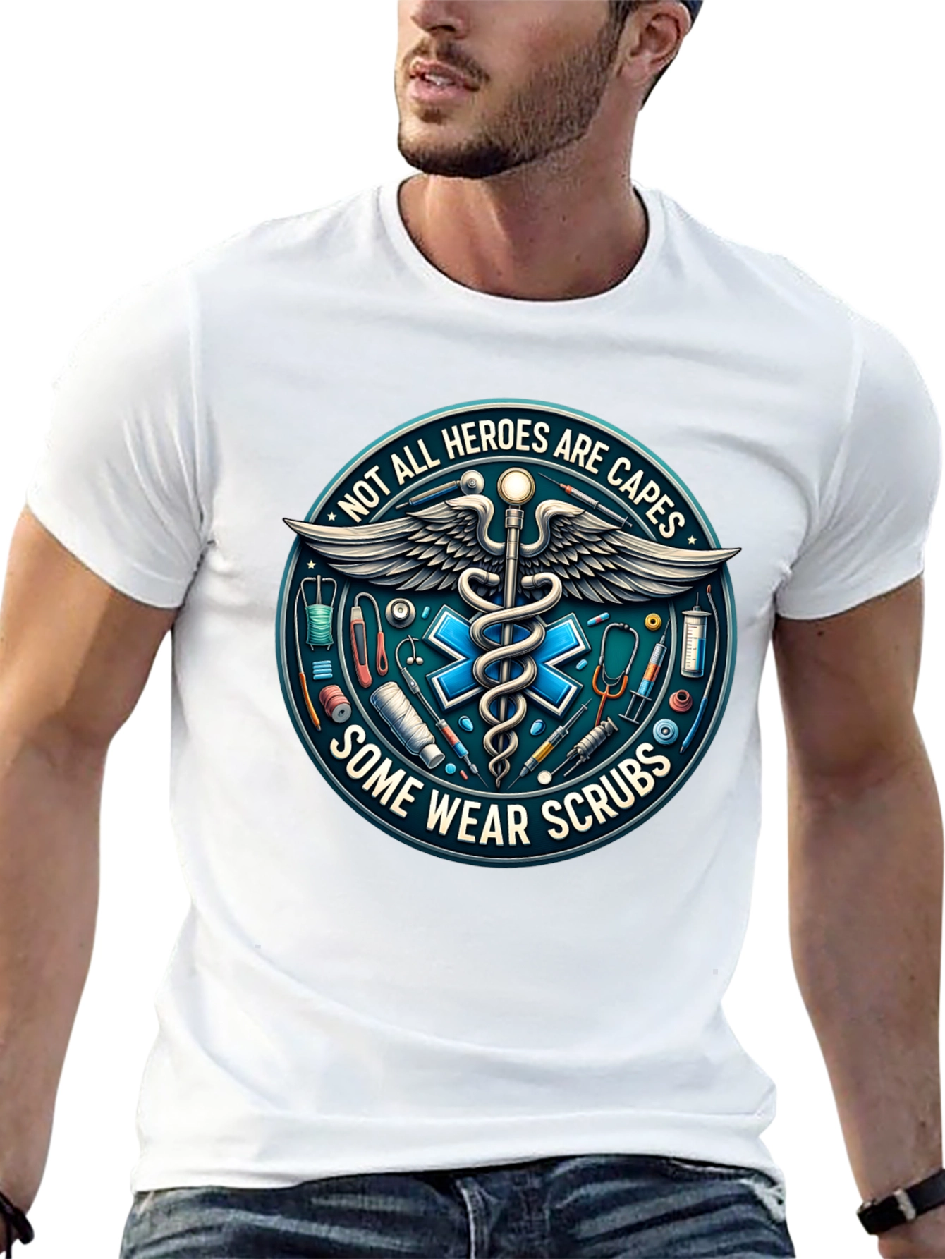 Heroes Wear Scrubs Graphic Tee