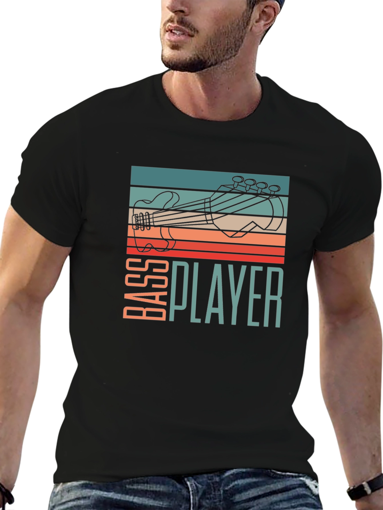 Bass Player Guitar T-Shirt - Retro Style Graphic Tee