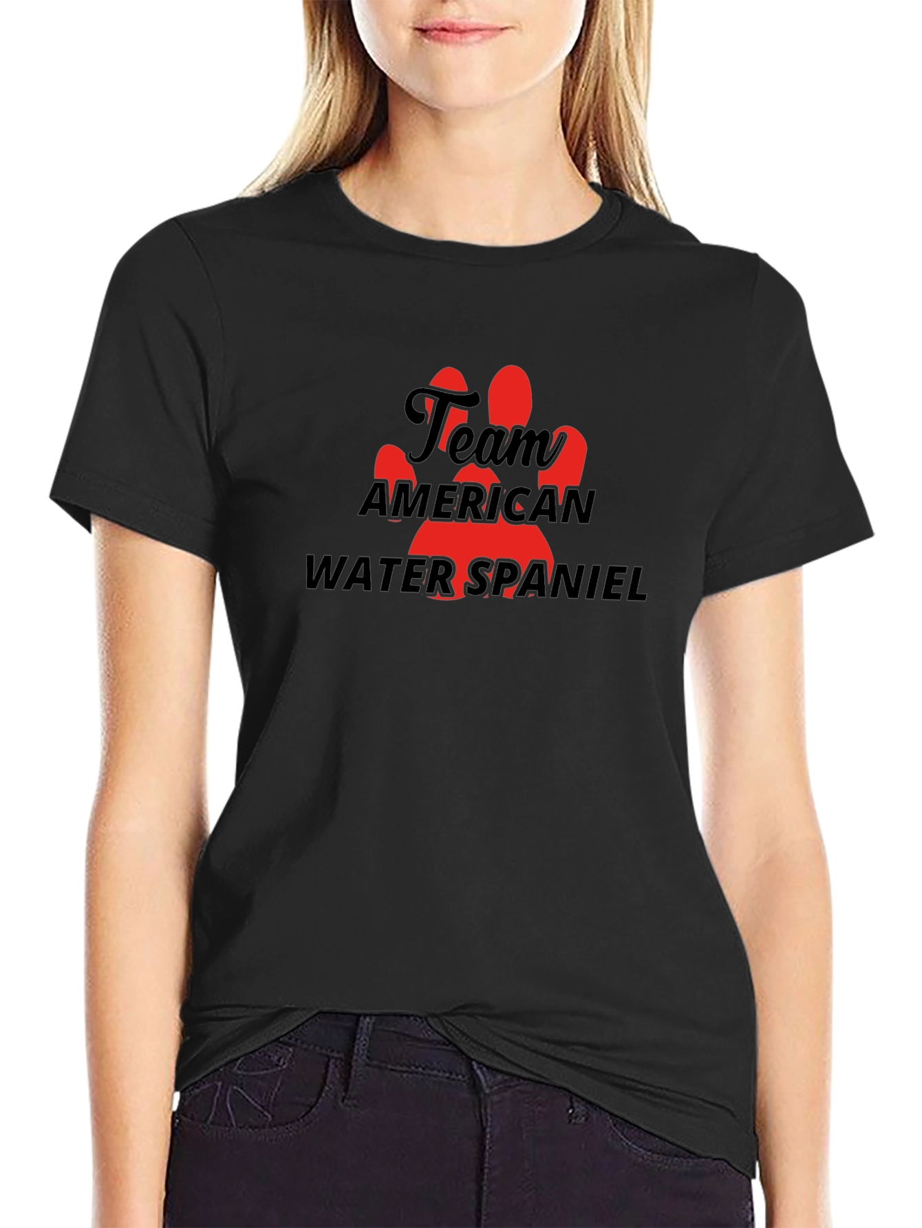 Team American Water Spaniel Black T-Shirt