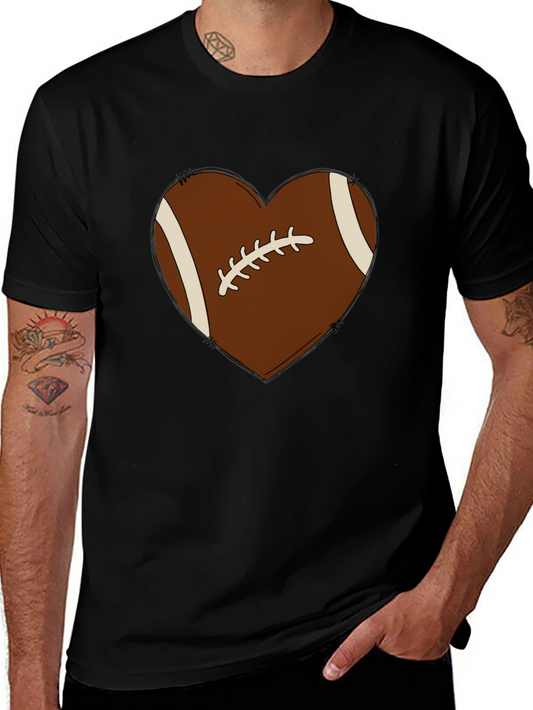 Football Heart Graphic Tee - Black T-Shirt